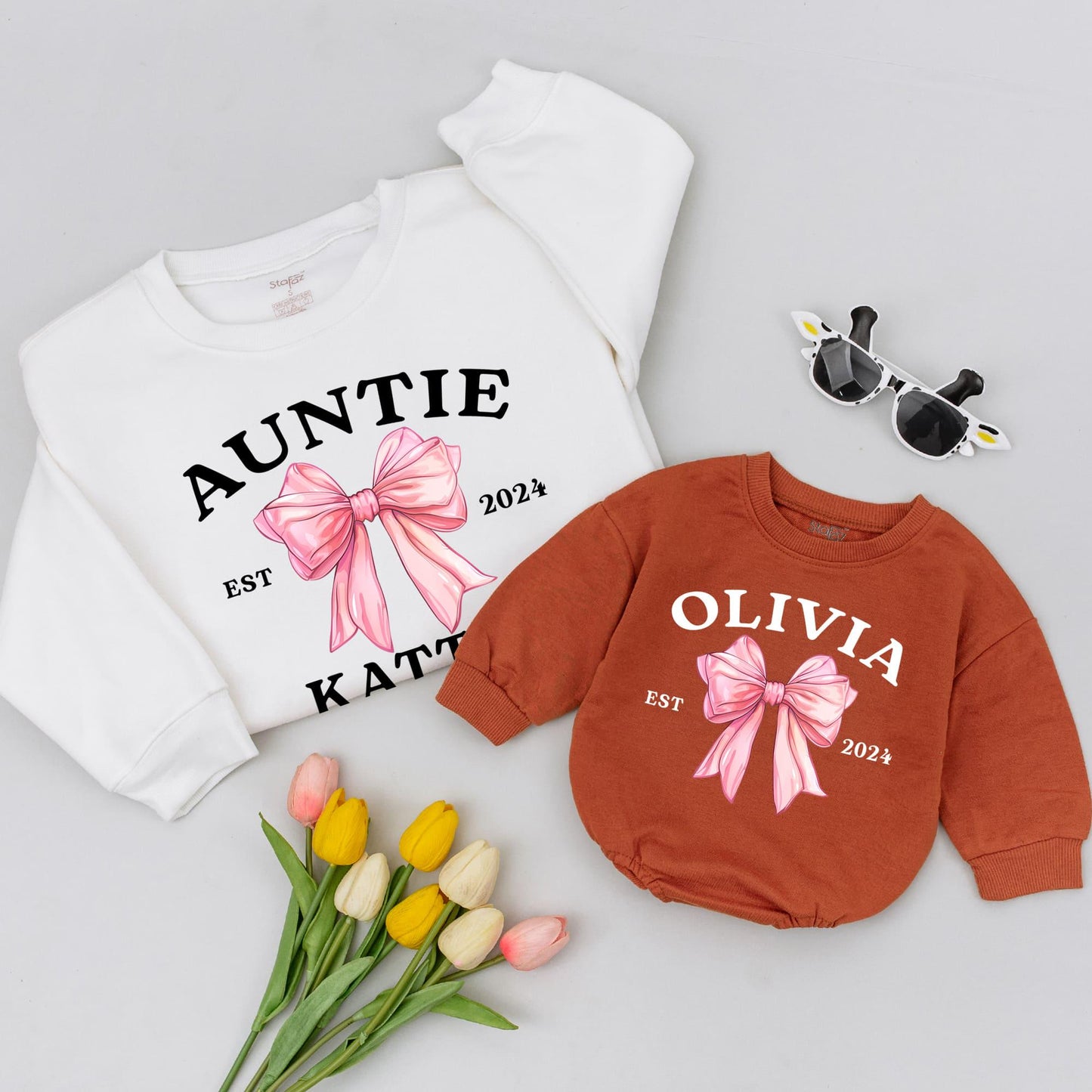 Custom Auntie Sweatshirt with Name - Perfect Baby Shower Gift 