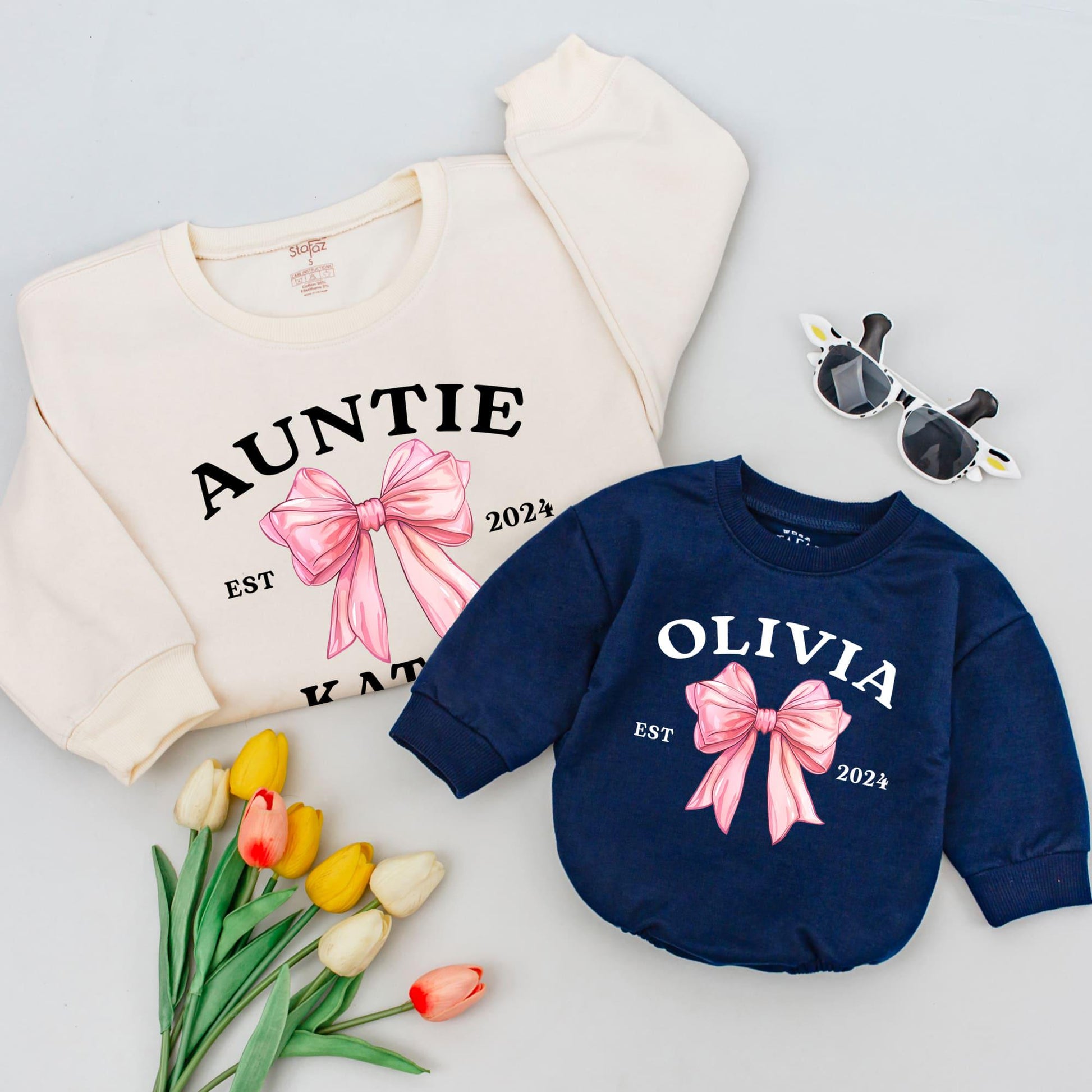 Custom Auntie Sweatshirt with Name - Perfect Baby Shower Gift 