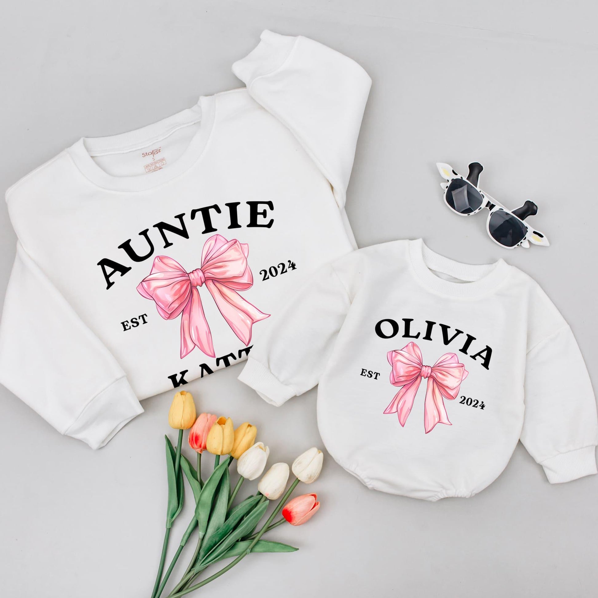 Custom Auntie Sweatshirt with Name - Perfect Baby Shower Gift 