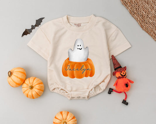 Custom Jacelyn Cute Boo Baby Romper, Halloween Ghost Bodysuit, Fall Baby Outfit, Little Boo Bubble Romper, Baby Shower Gift (138 chars)