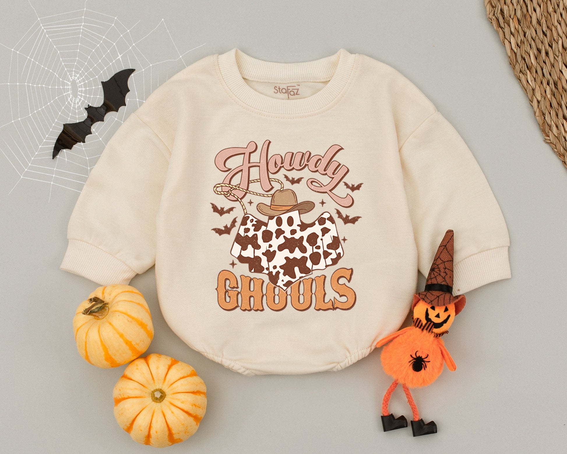 Retro Howdy Ghoul Romper: First Halloween Baby Country Costume