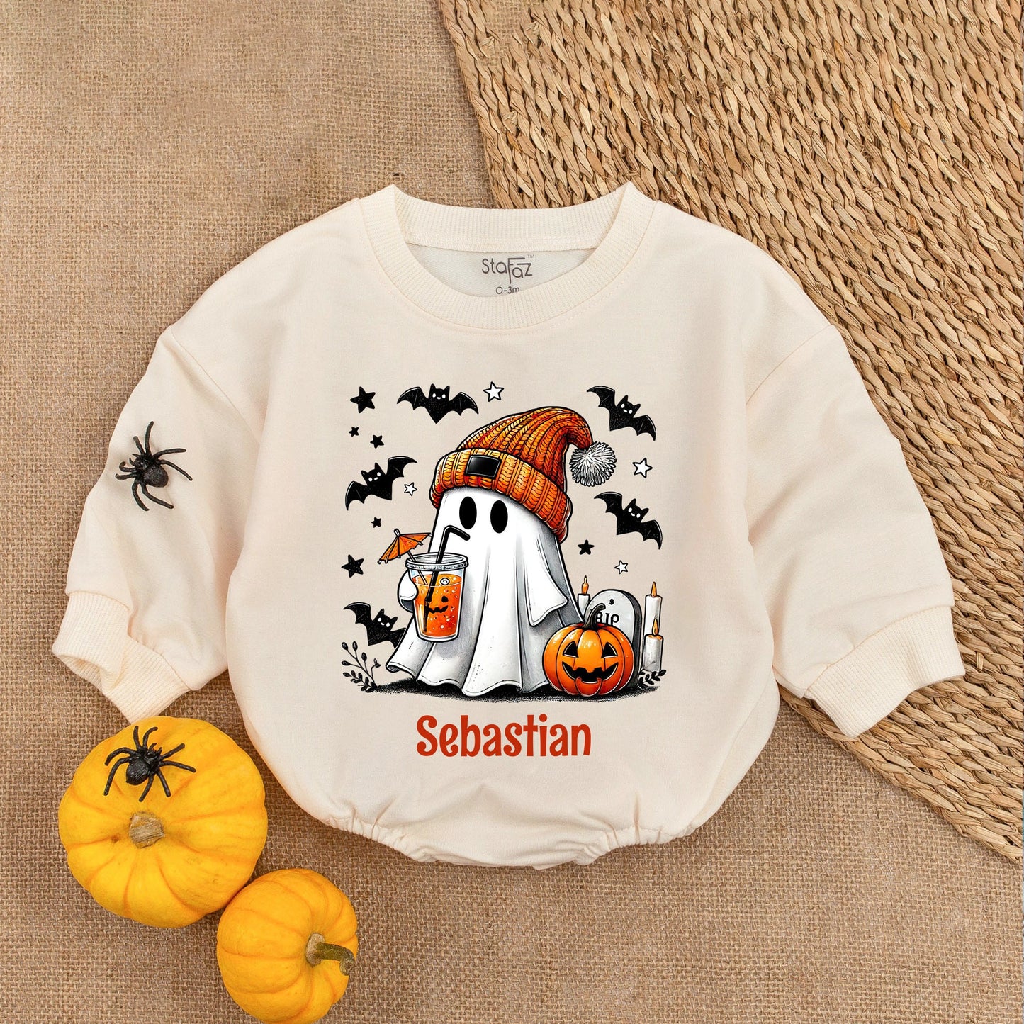 Spooky Ghost Pumpkin Romper: Cute Halloween Outfit for Babies