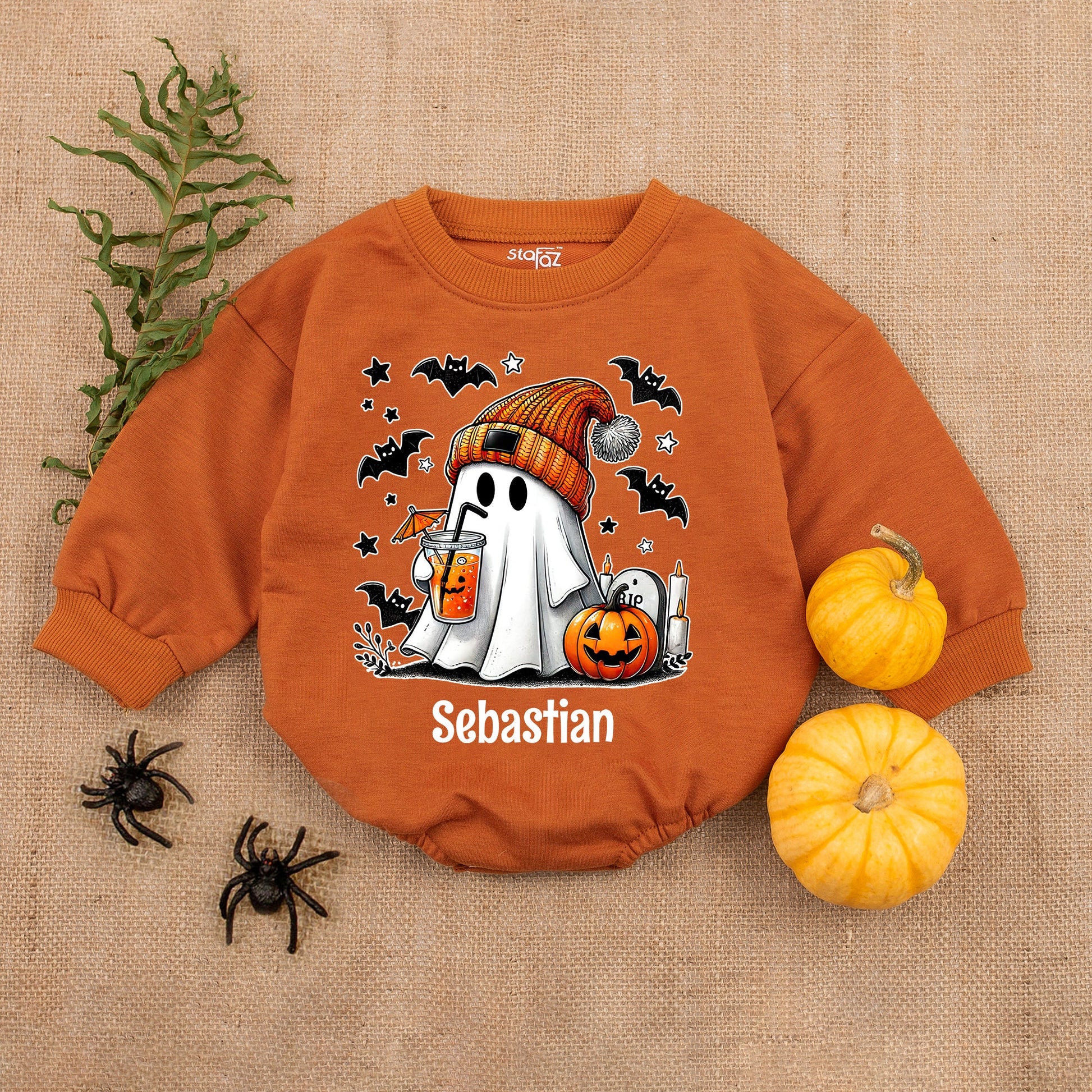 Spooky Ghost Pumpkin Romper: Cute Halloween Outfit for Babies