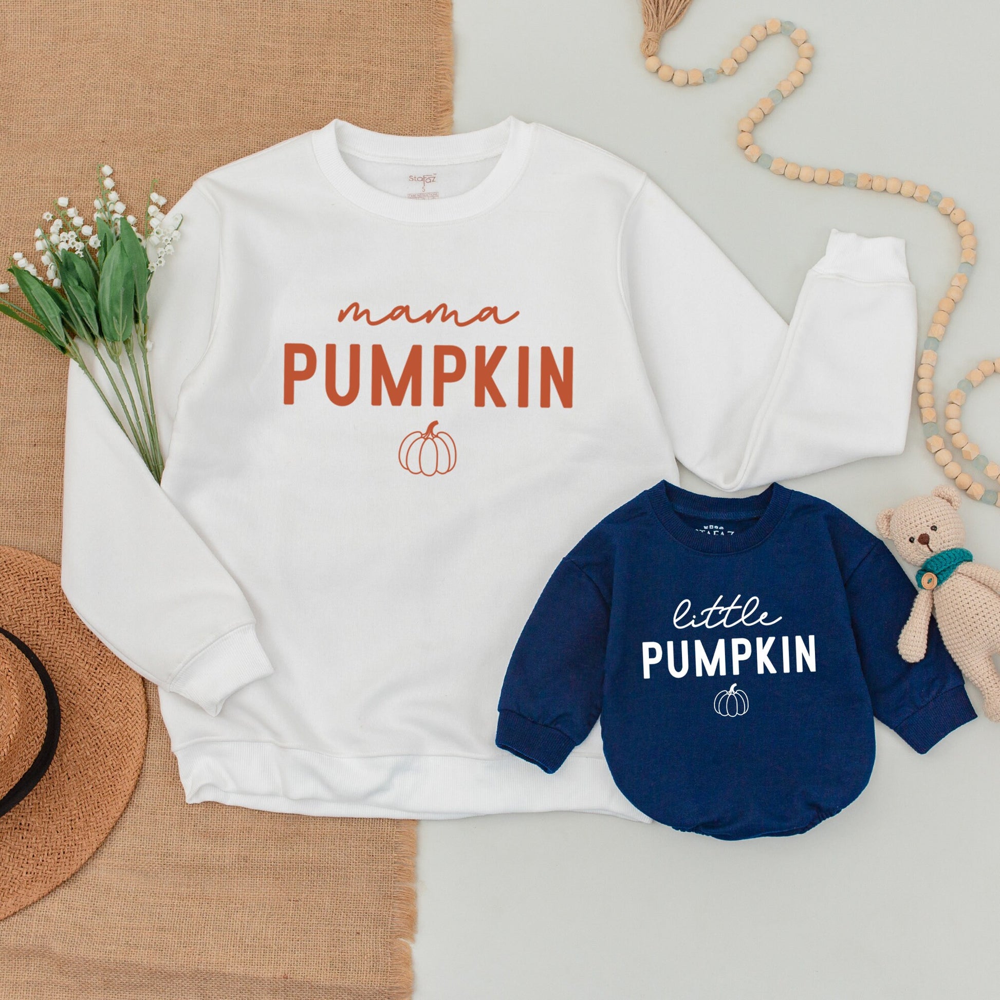 Matching Pumpkin Outfits: Family Fall Sweaters & Baby Bodysuits