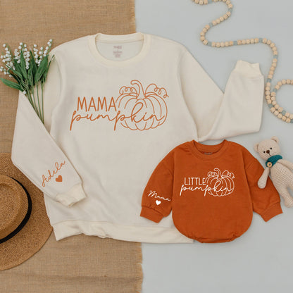 Cozy Family Pumpkin Outfits: Fall Sweaters & Baby Bodysuits