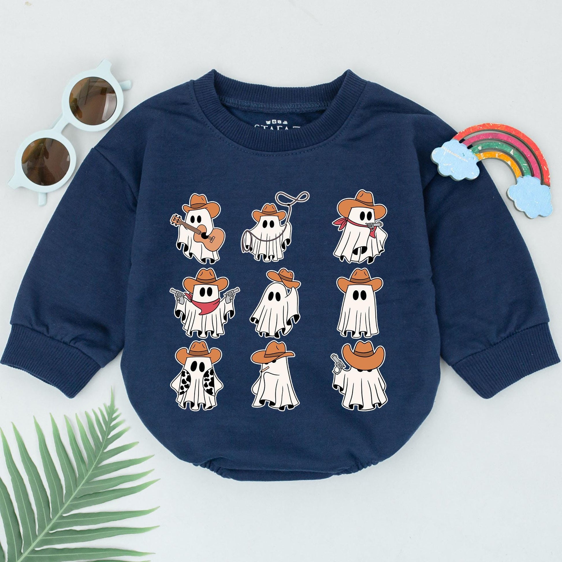 Cowboy Ghost Western Romper: Baby's First Halloween Outfit