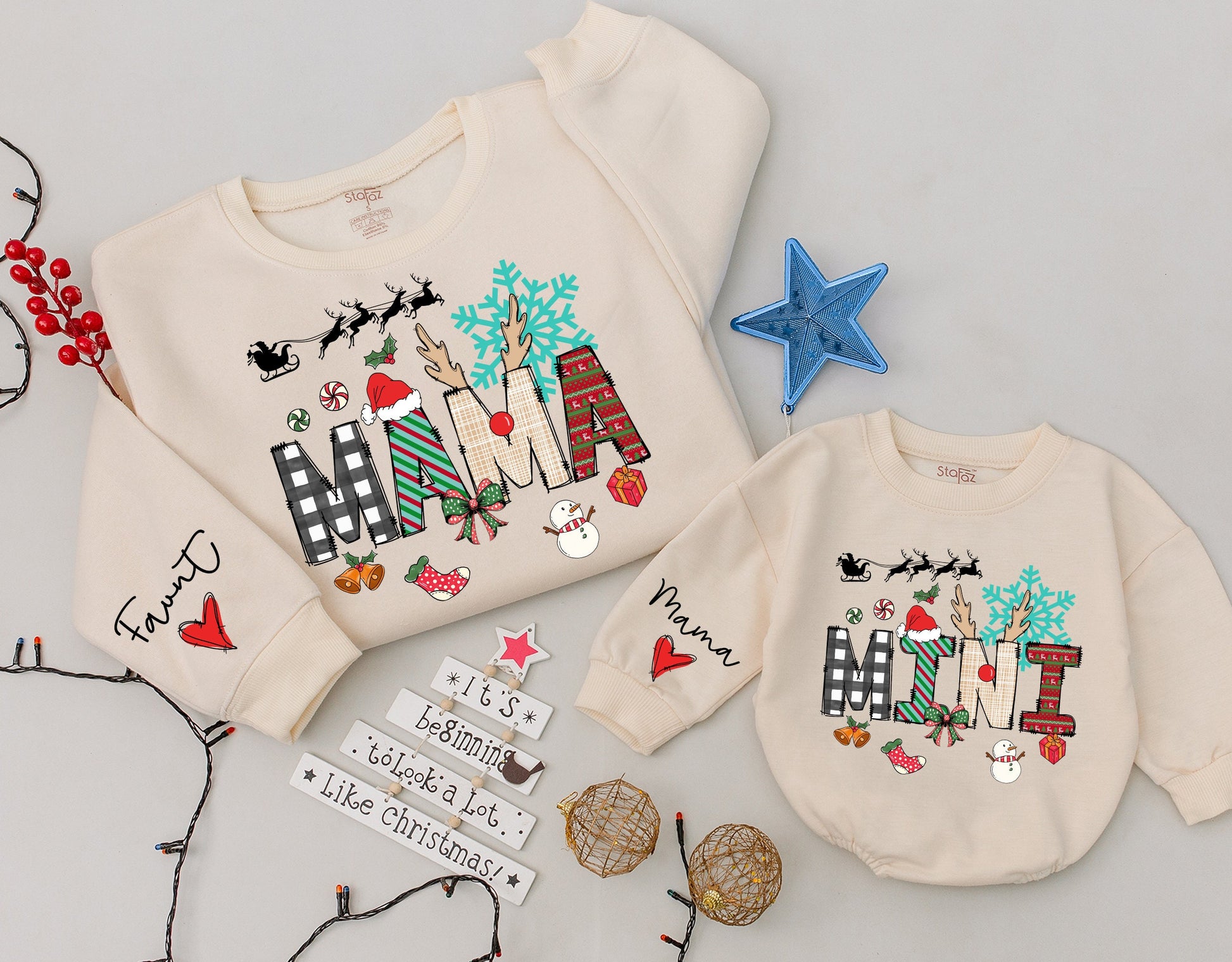 Matching Family Christmas Outfits: Mama and Mini Sweatshirts Gift