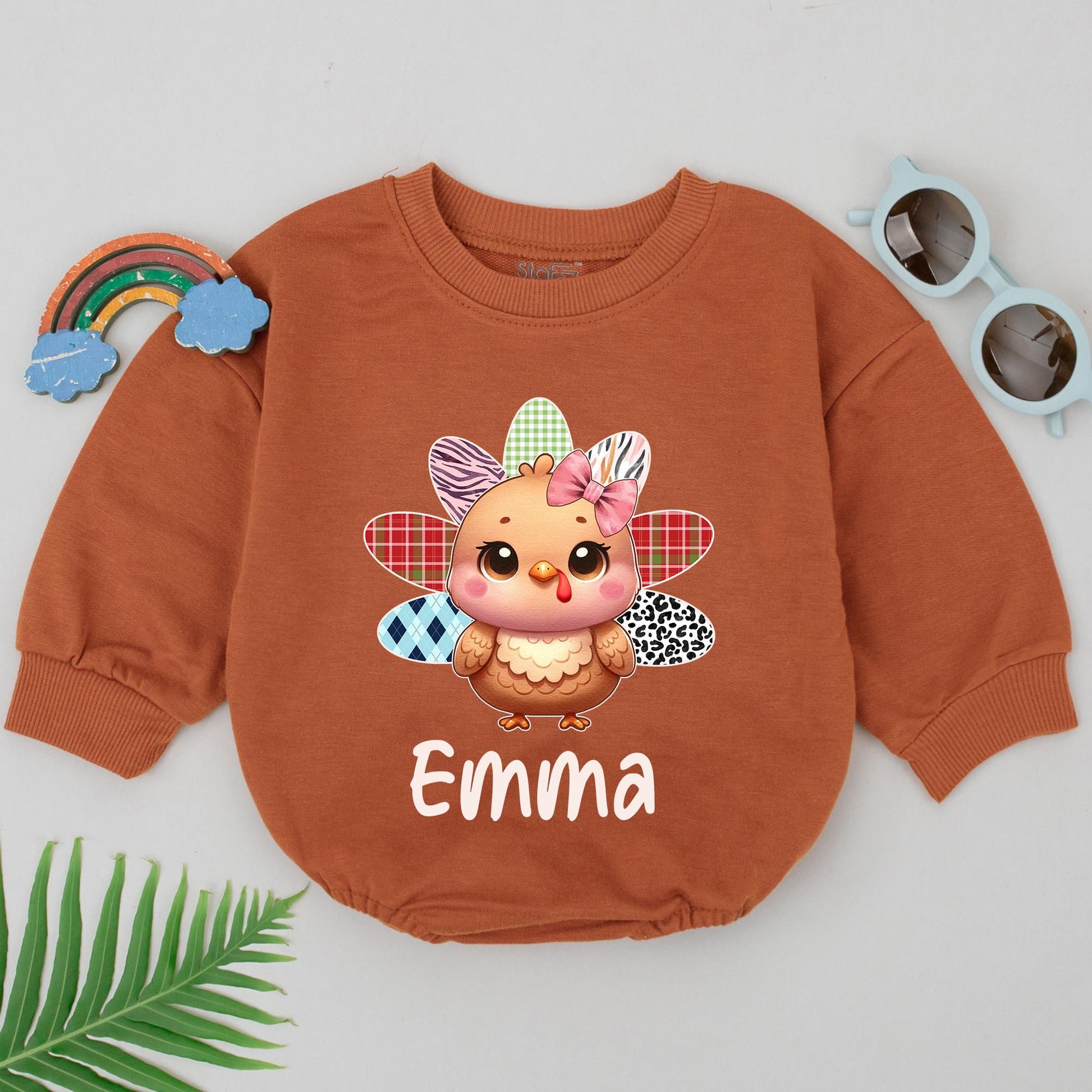 Thanksgiving Baby Romper: Personalized Turkey Outfit for First Holiday