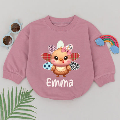 Thanksgiving Baby Romper: Personalized Turkey Outfit for First Holiday