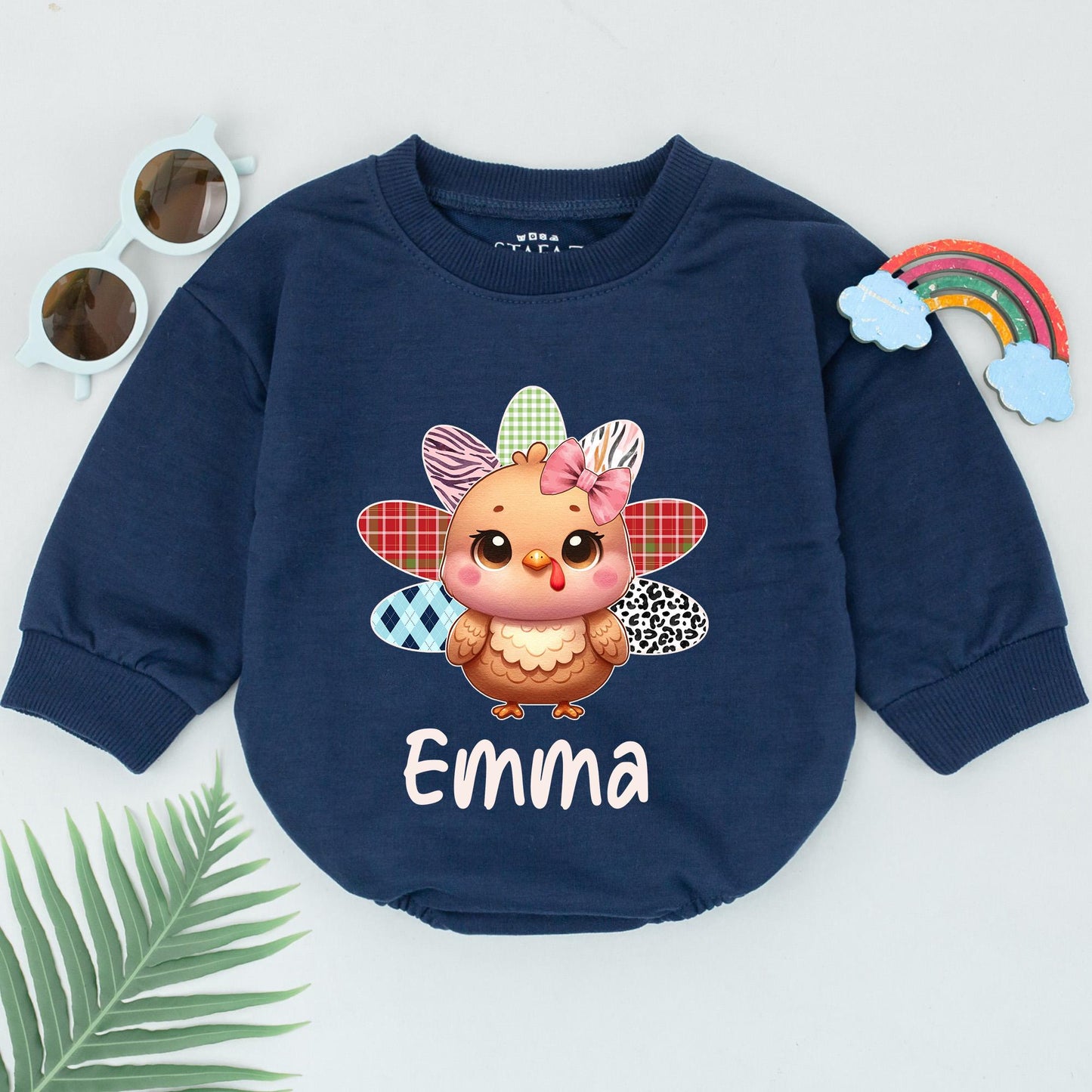 Thanksgiving Baby Romper: Personalized Turkey Outfit for First Holiday