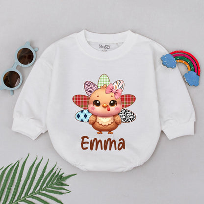 Thanksgiving Baby Romper: Personalized Turkey Outfit for First Holiday