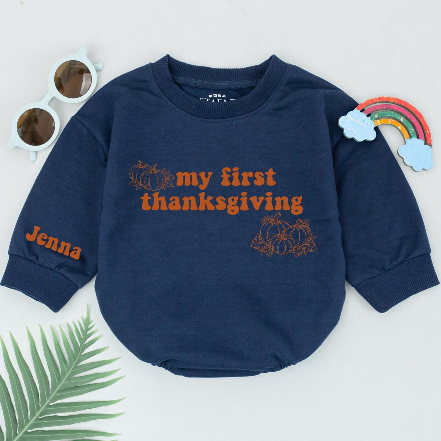 Autumn Baby Romper: Pumpkin Spice First Thanksgiving Outfit