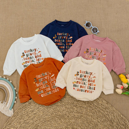 Turkey Gravy Beans & Rolls Thanksgiving Baby Romper Fall Outfit Pumpkin Baby Clothes First Thanksgiving Baby Bodysuit