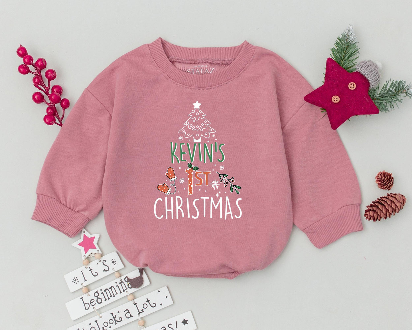 Groovy Christmas Baby Romper: Personalized First Xmas Outfit