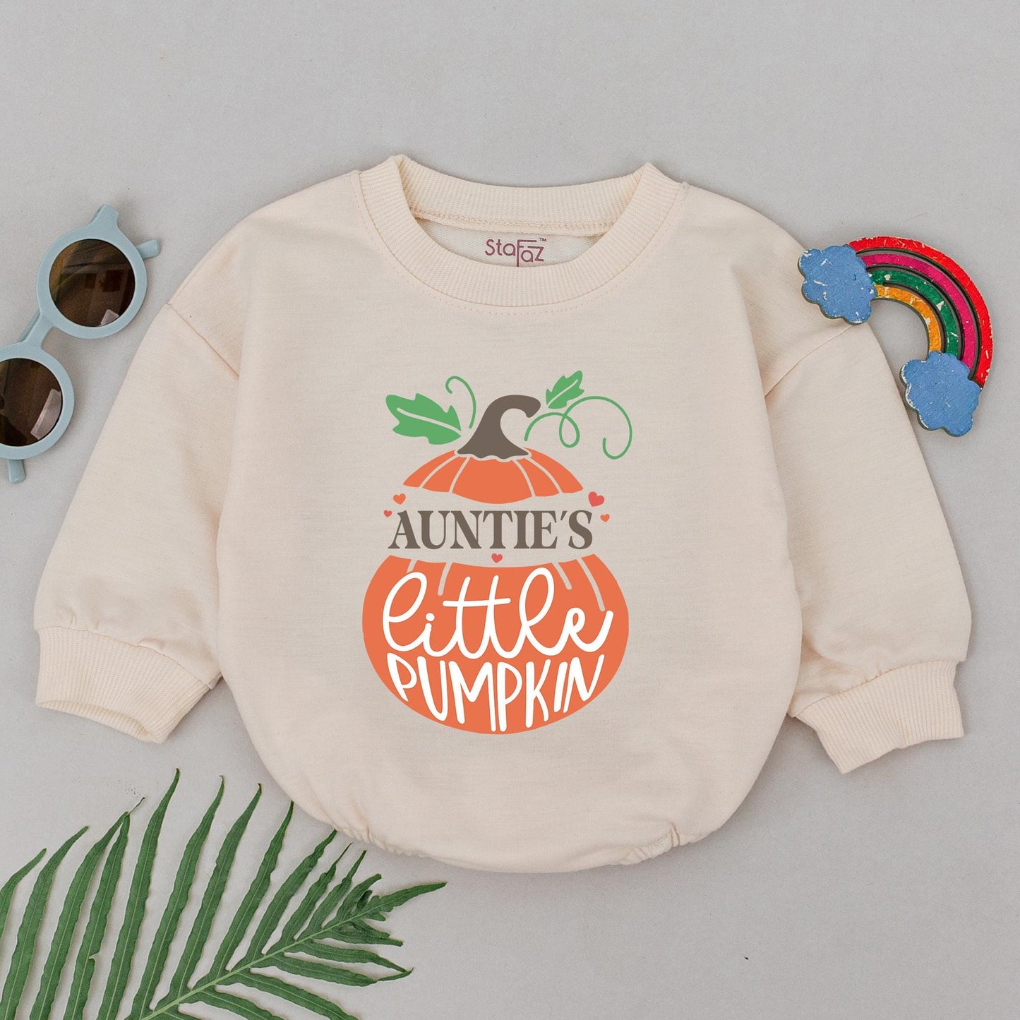Auntie's Little Pumpkin Romper Outfit, First Halloween Baby Girl Clothes Fall Thanksgiving Newborn Bodysuit Pumpkin Spice Season Gift 138