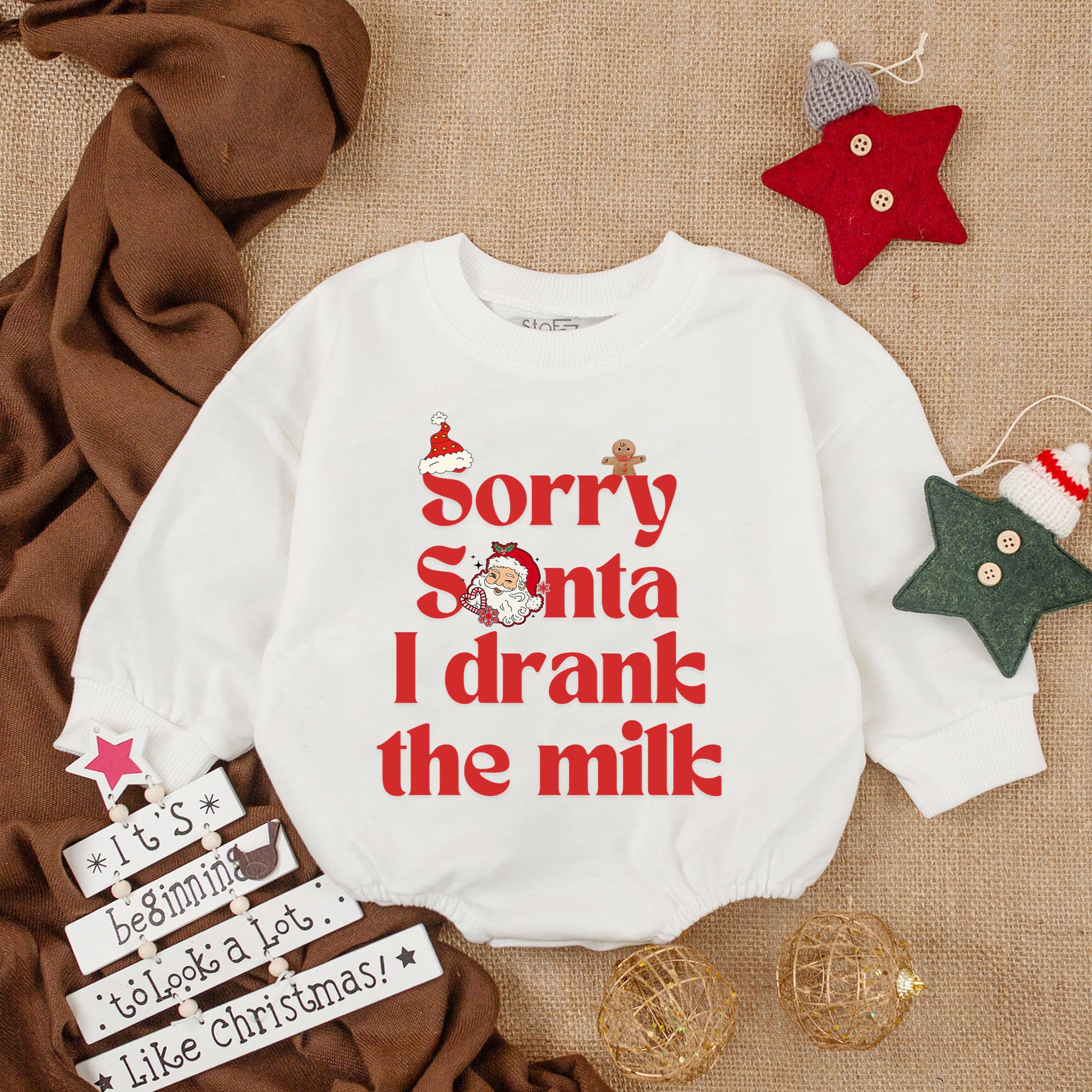 Santa Baby Romper - Funny Xmas Bodysuit for Newborn or Toddler  