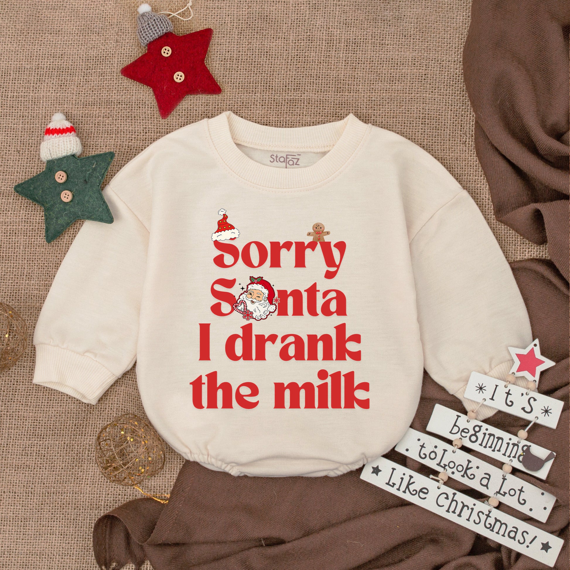 Santa Baby Romper - Funny Xmas Bodysuit for Newborn or Toddler  