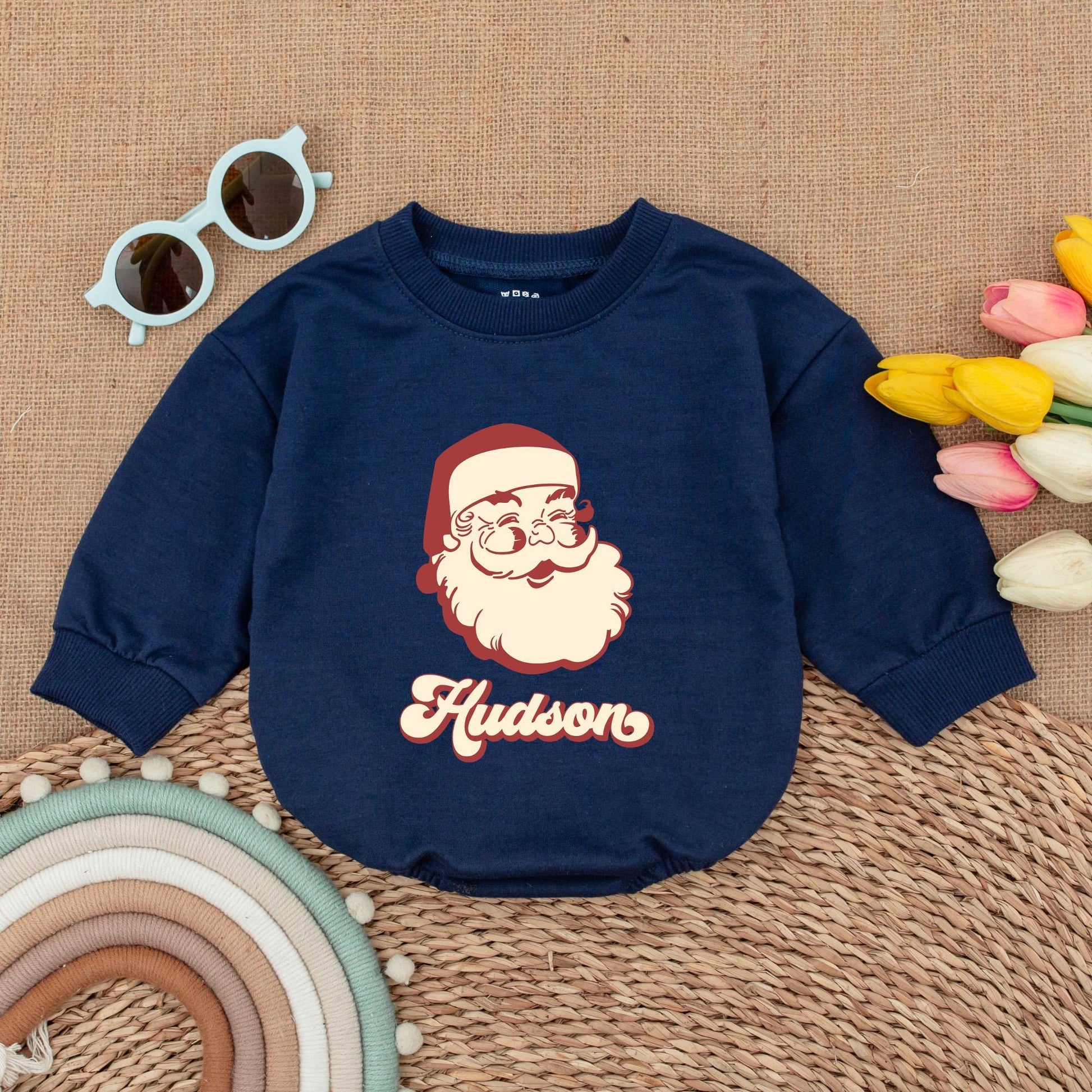 Retro Santa Baby Romper: First Christmas Outfit & Newborn Gift