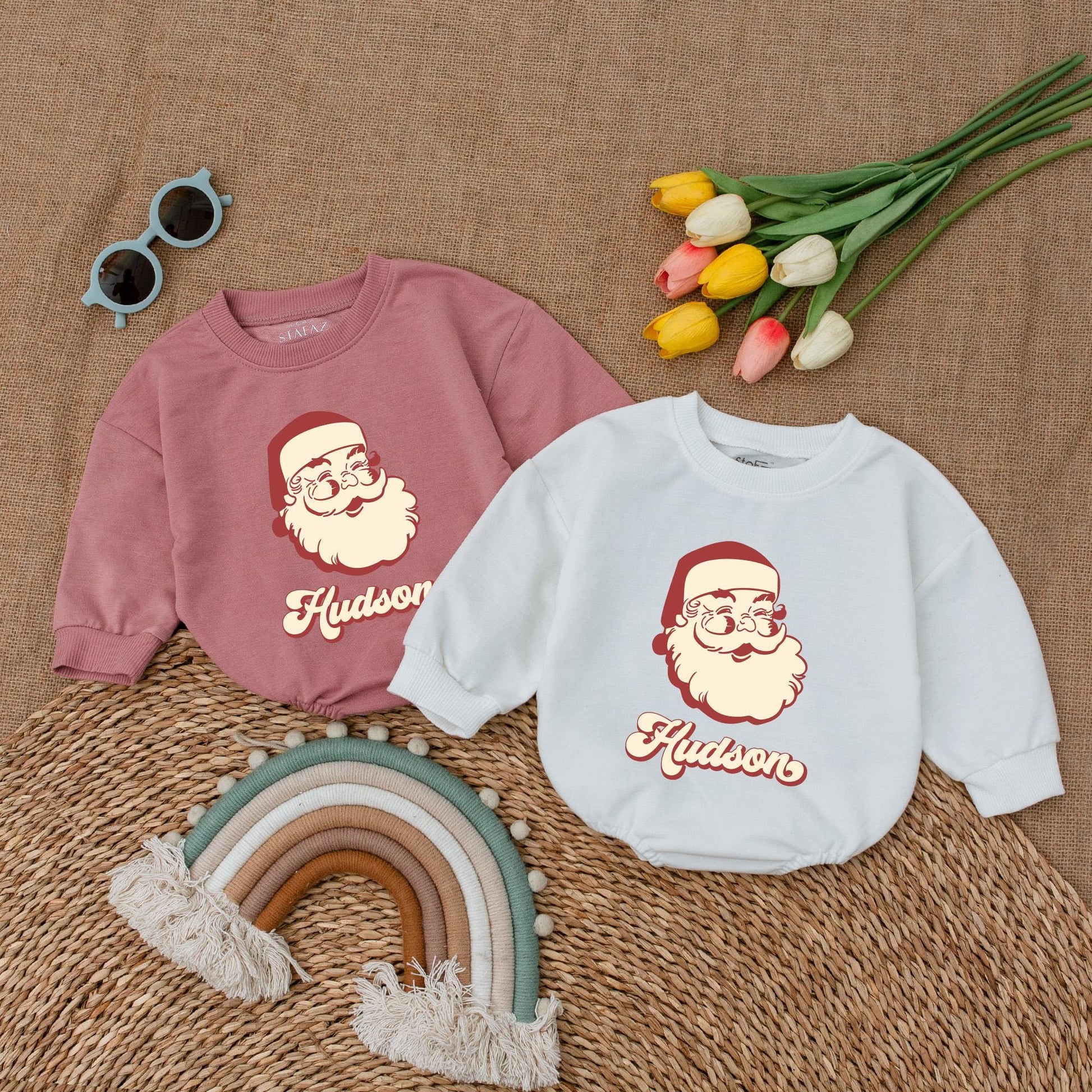 Retro Santa Baby Romper: First Christmas Outfit & Newborn Gift