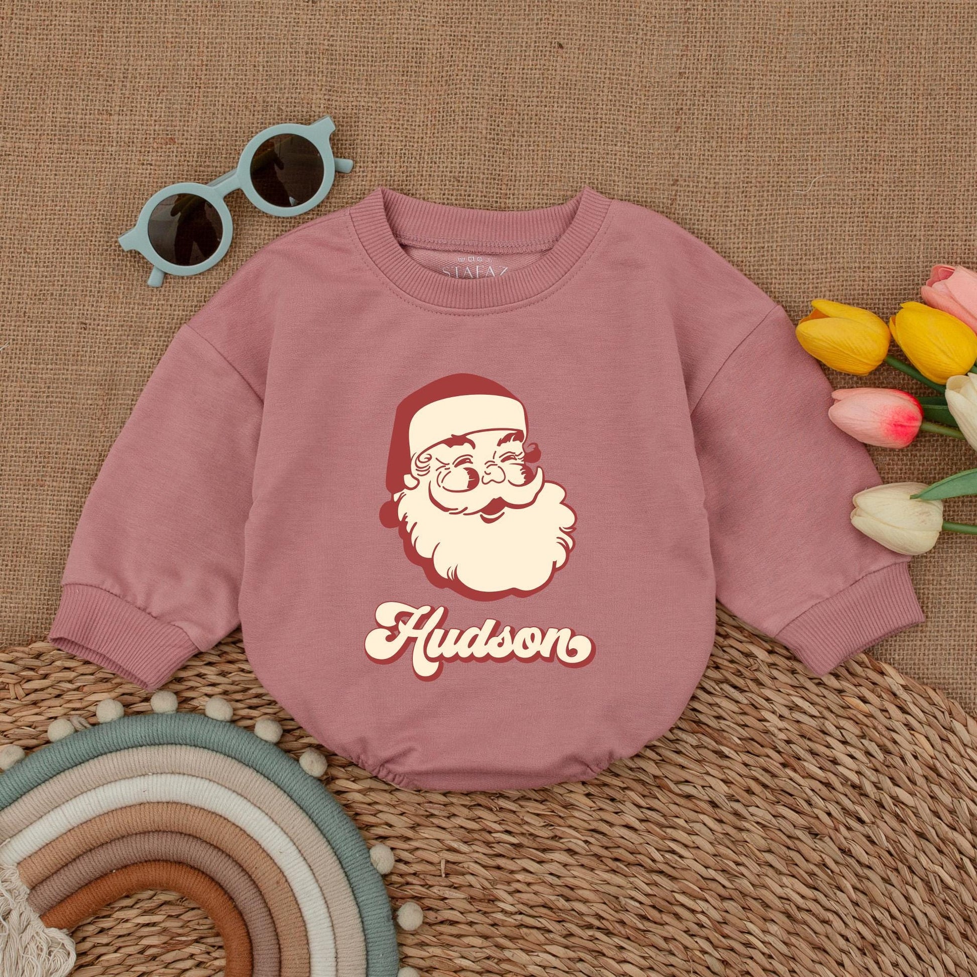 Retro Santa Baby Romper: First Christmas Outfit & Newborn Gift