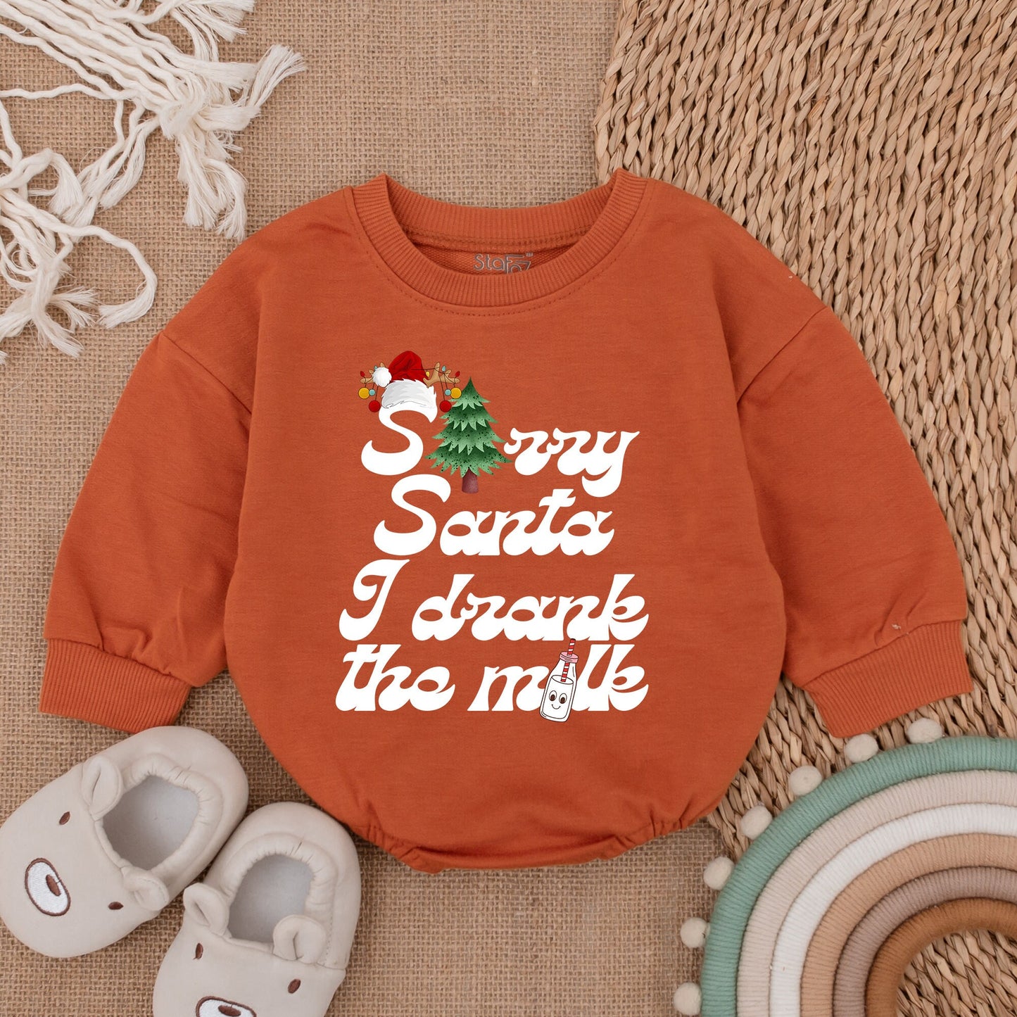 Sorry Santa I Drank The Milk Baby Romper Christmas Outfit Cute Holiday Bodysuit Xmas Baby Girl Gift Soft Cotton Newborn Party Clothes (134 chars)