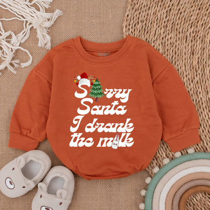 Sorry Santa I Drank The Milk Baby Romper Christmas Outfit Cute Holiday Bodysuit Xmas Baby Girl Gift Soft Cotton Newborn Party Clothes (134 chars)