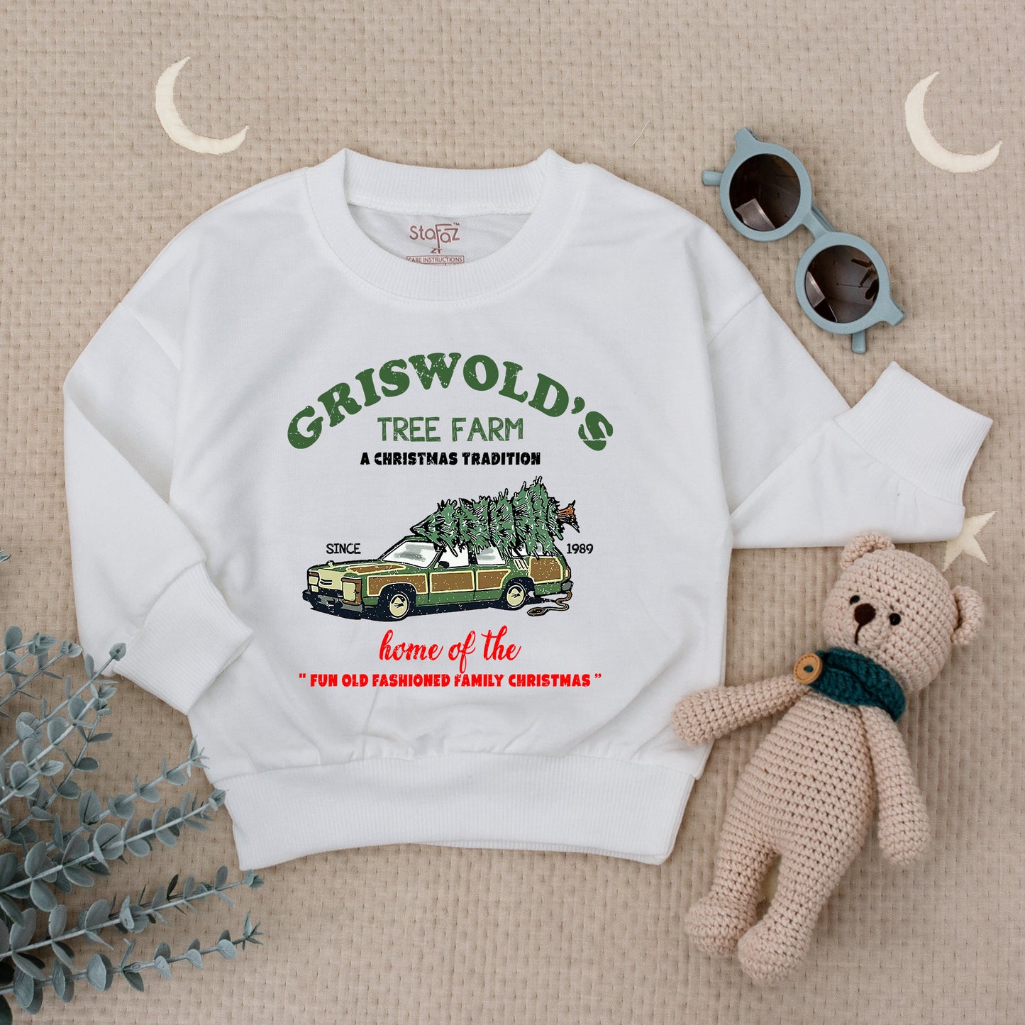 Griswold's Tree Farm Kids Sweatshirt, Retro Christmas Baby & Toddler Shirt, Family Tradition, Since 1989, Vintage Station Wagon, Christmas Gift