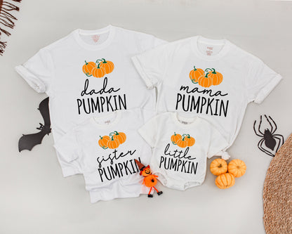 Pumpkin Family Halloween Shirts, Retro Matching Outfits, Mommy & Me
