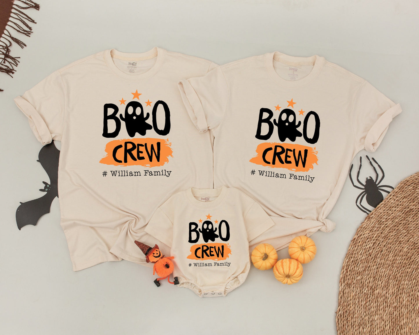 Matching Boo Crew Shirts: Retro Halloween Outfits for the Family