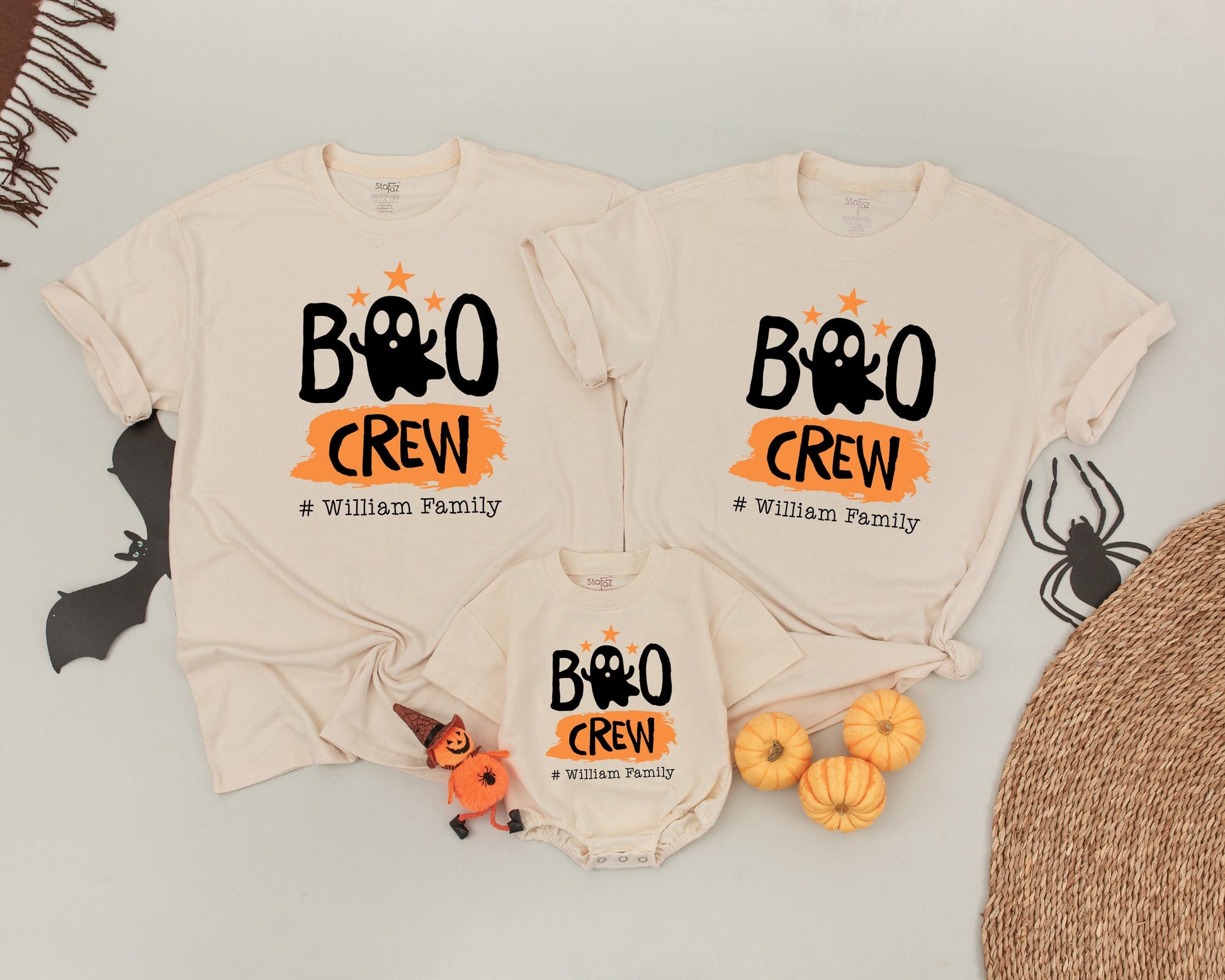 Matching Boo Crew Shirts: Retro Halloween Outfits for the Family