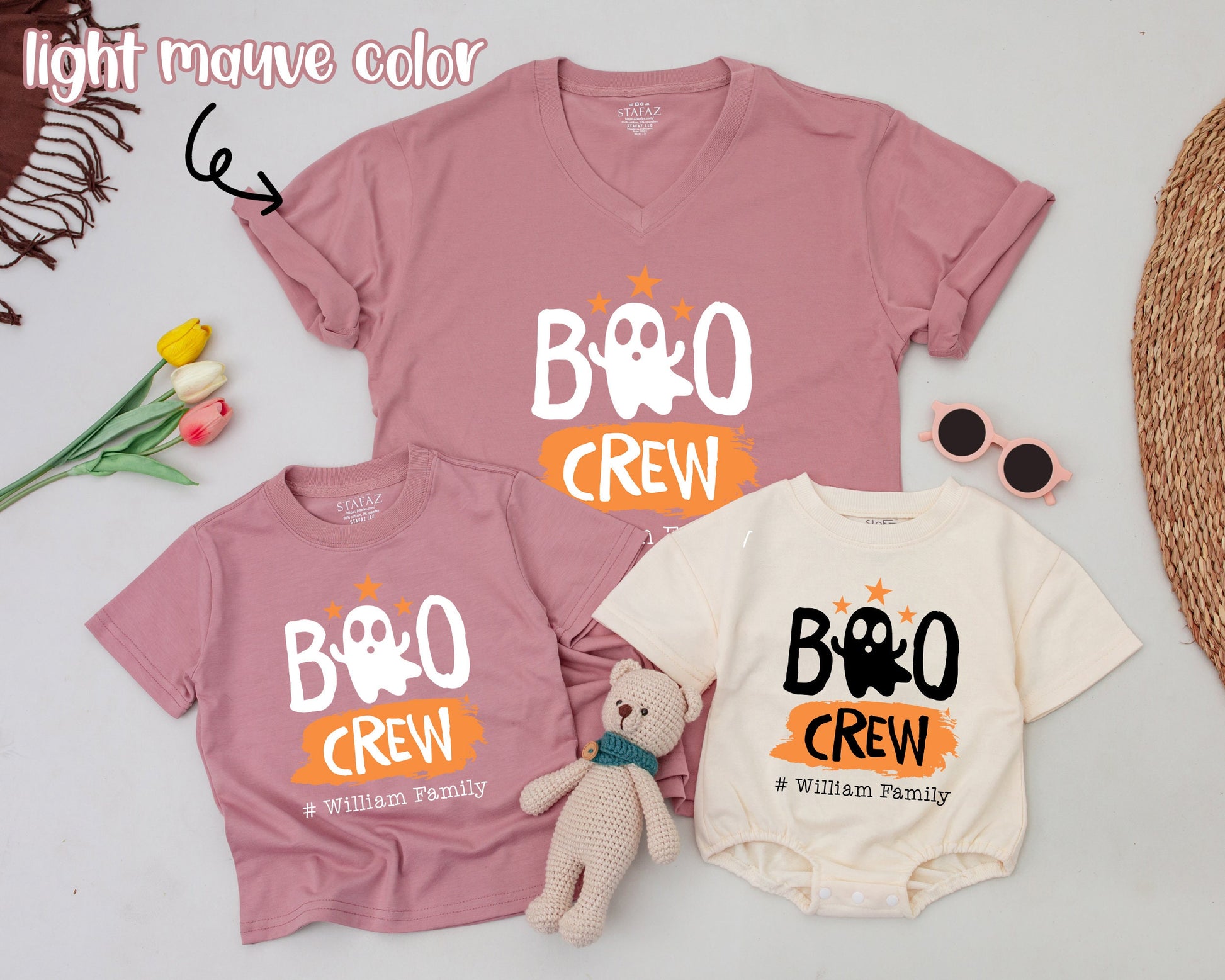 Matching Boo Crew Shirts: Retro Halloween Outfits for the Family