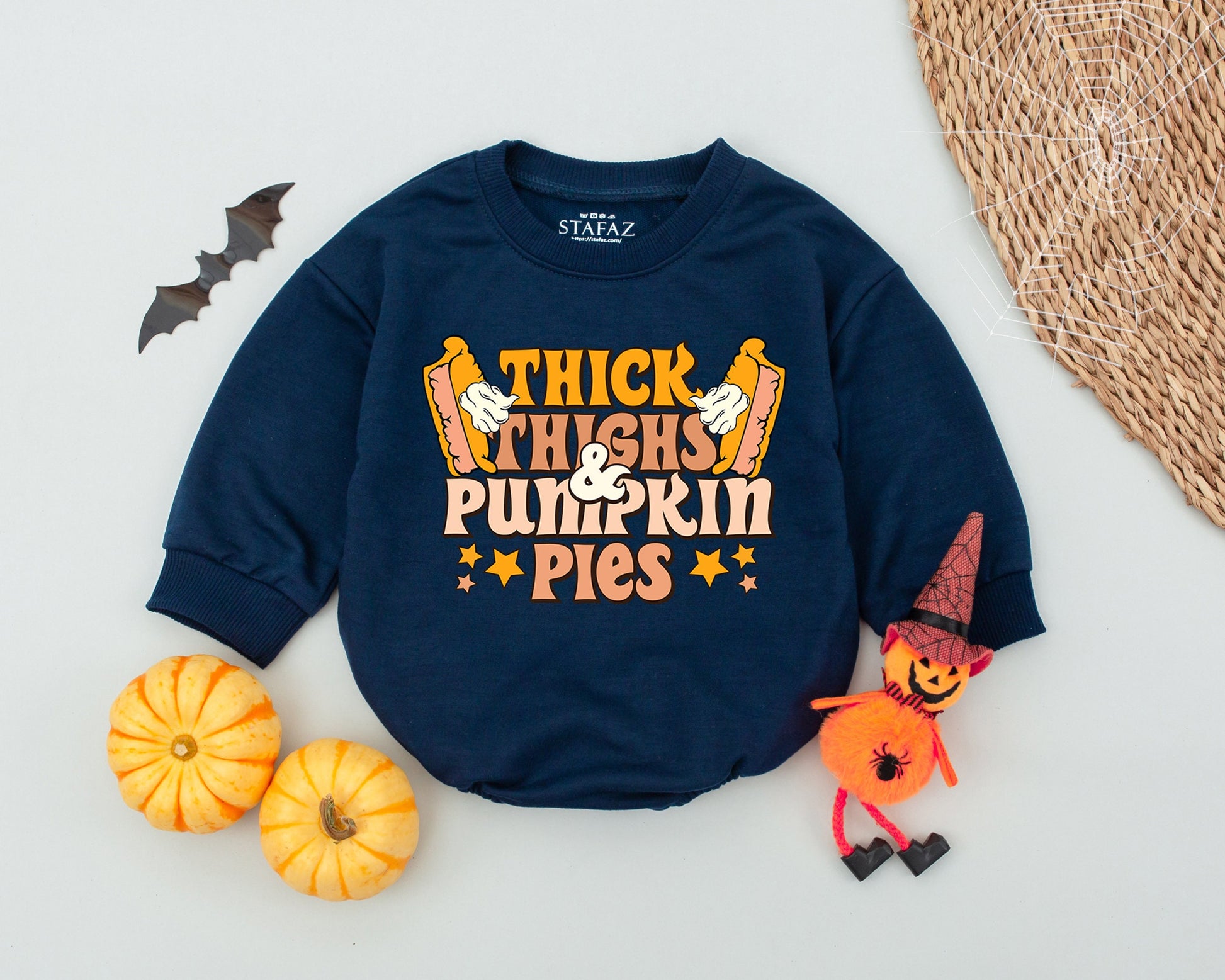 Thick Thighs Pumpkin Pies Baby Romper Cute Thanksgiving Fall Outfit Newborn First Day Baby Shower Gift