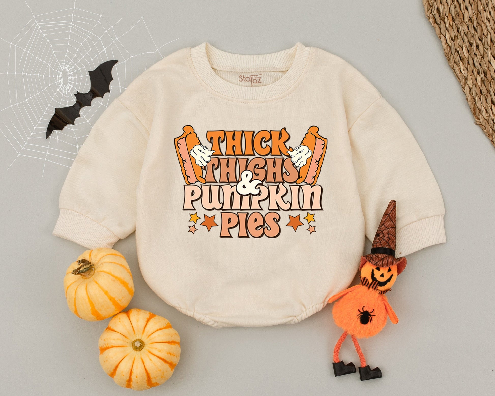 Thick Thighs Pumpkin Pies Baby Romper Cute Thanksgiving Fall Outfit Newborn First Day Baby Shower Gift
