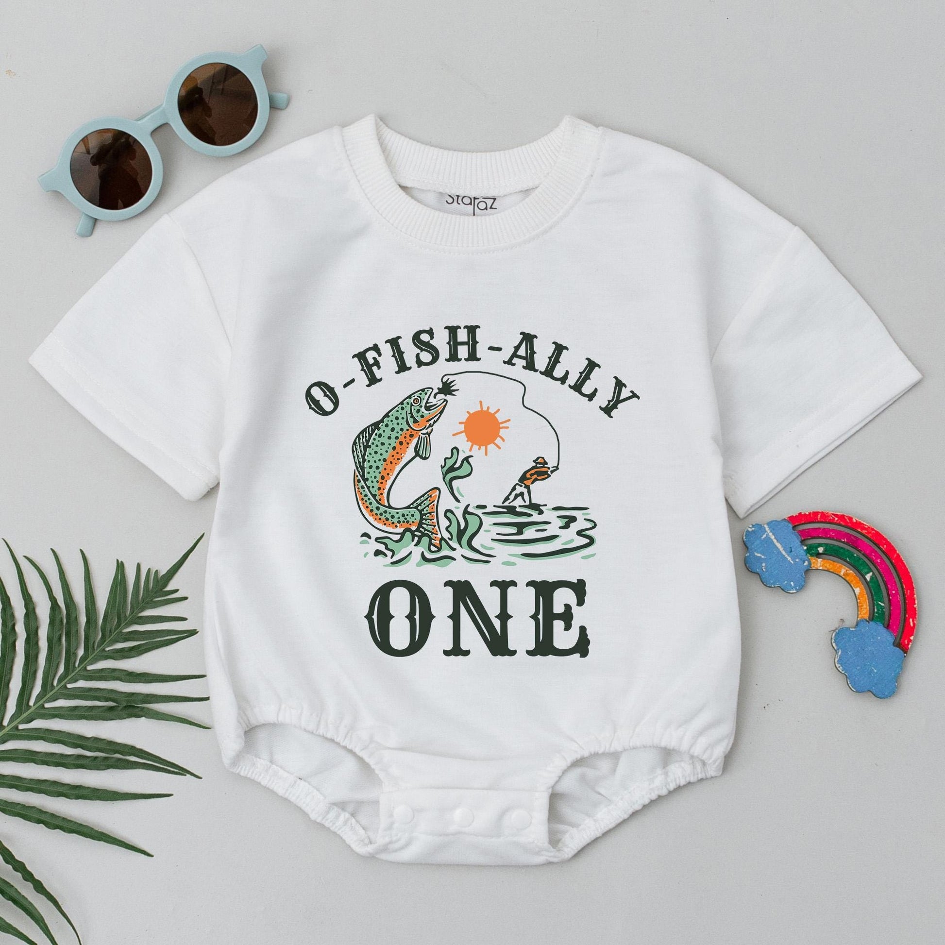 Fishing Birthday Romper - First Birthday Outfit for The Big One