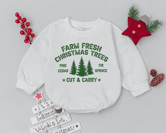 Retro Farm Fresh Romper: First Christmas Outfit for Toddlers