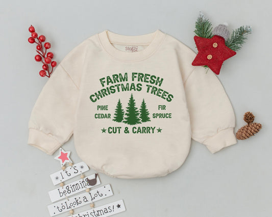 Retro Farm Fresh Romper: First Christmas Outfit for Toddlers