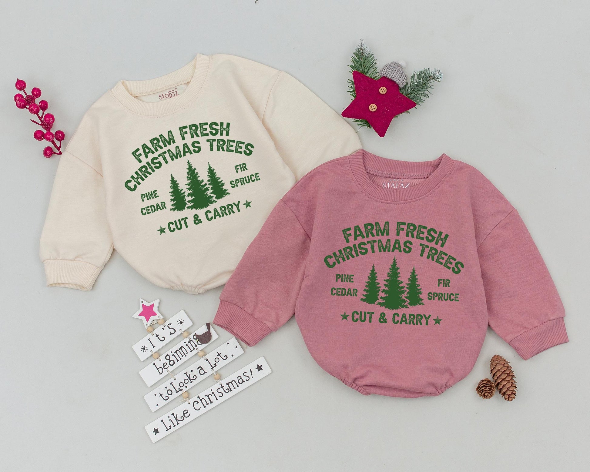 Retro Farm Fresh Romper: First Christmas Outfit for Toddlers