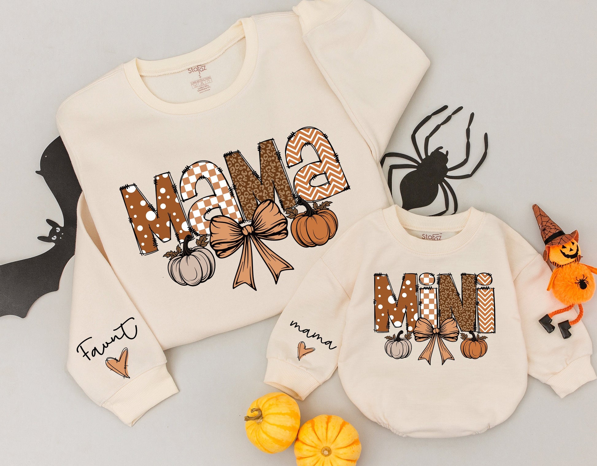 Matching Fall Sweatshirts: Retro Pumpkin Mama & Mini Outfit Gift