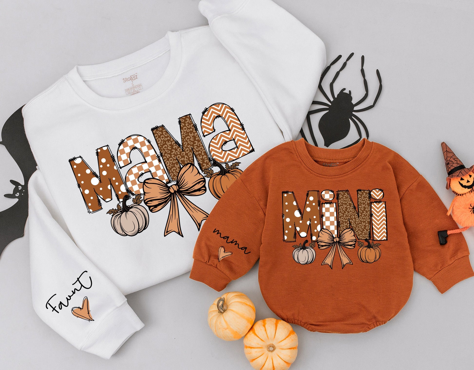 Matching Fall Sweatshirts: Retro Pumpkin Mama & Mini Outfit Gift