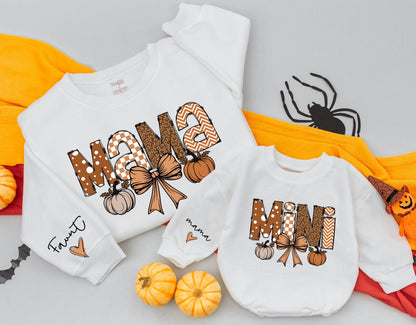 Matching Fall Sweatshirts: Retro Pumpkin Mama & Mini Outfit Gift