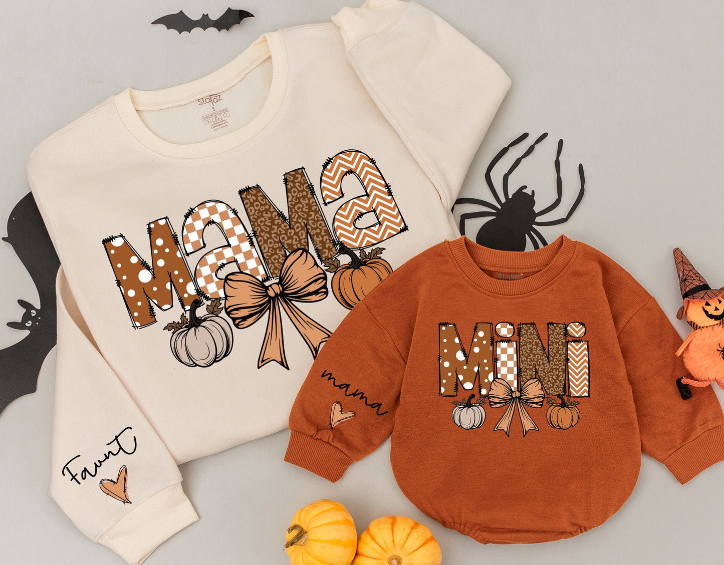 Matching Fall Sweatshirts: Retro Pumpkin Mama & Mini Outfit Gift