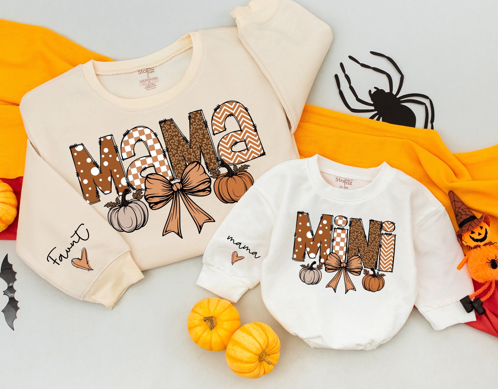 Matching Fall Sweatshirts: Retro Pumpkin Mama & Mini Outfit Gift