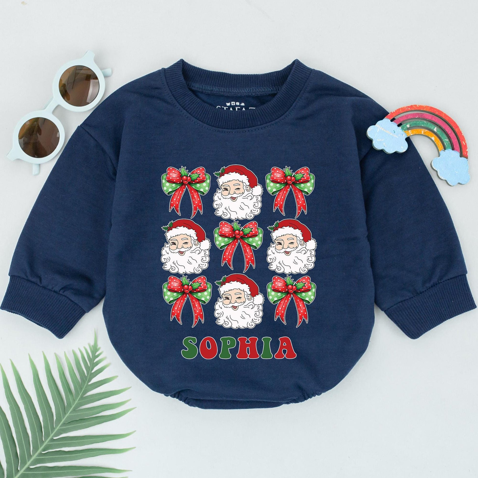 Christmas Romper with Custom Name, Baby Gift, Gender-Neutral Outfit