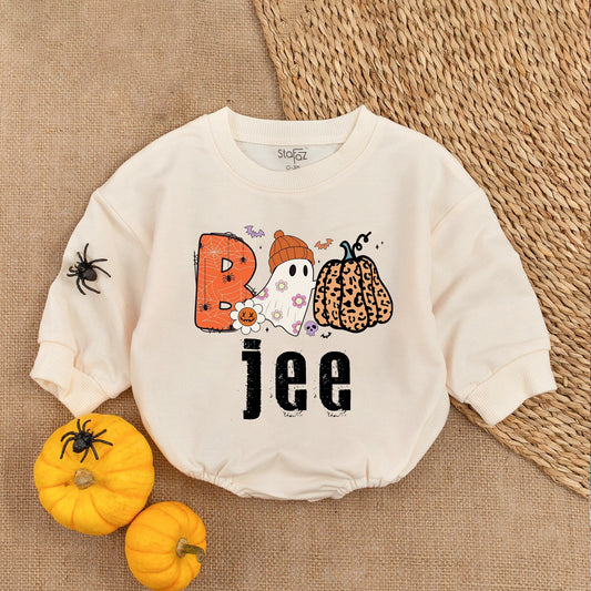 Boo Halloween Baby Girl Bodysuit First Halloween Outfit Spooky Season Pumpkin Costume Romper
