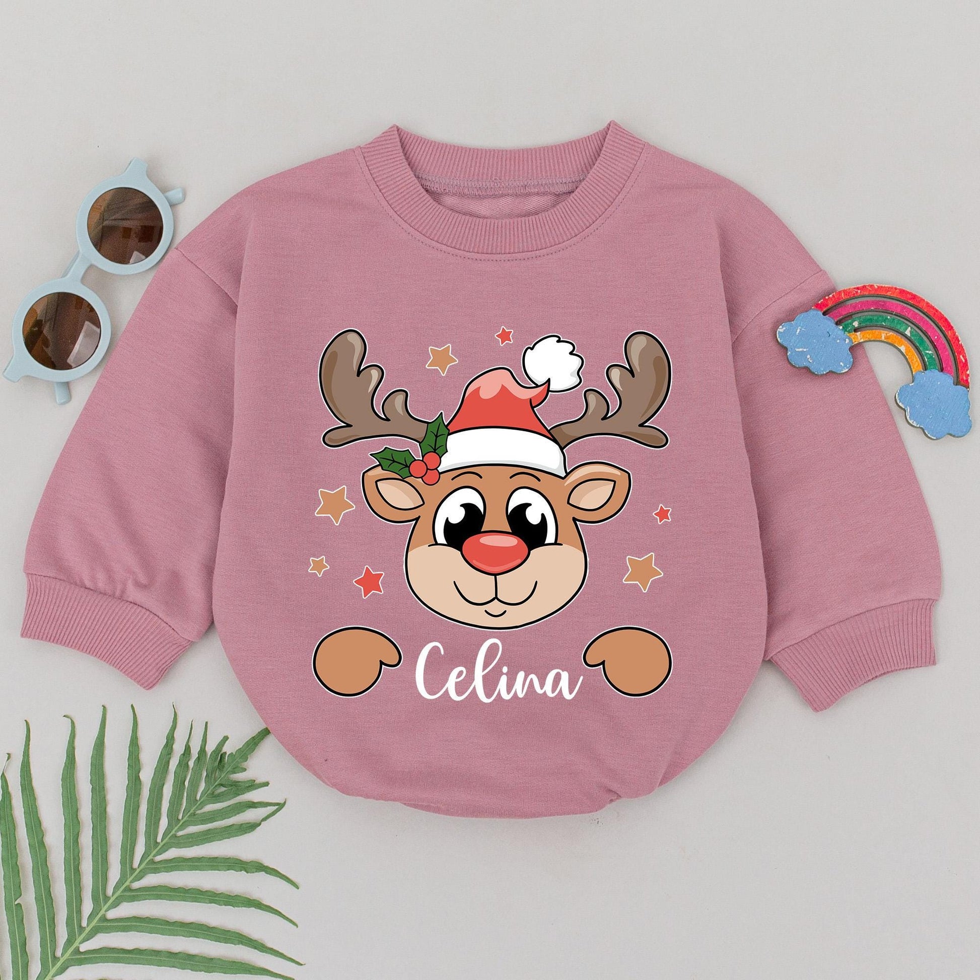 Custom Reindeer Baby Romper | 1st Christmas & Baby Shower Gift