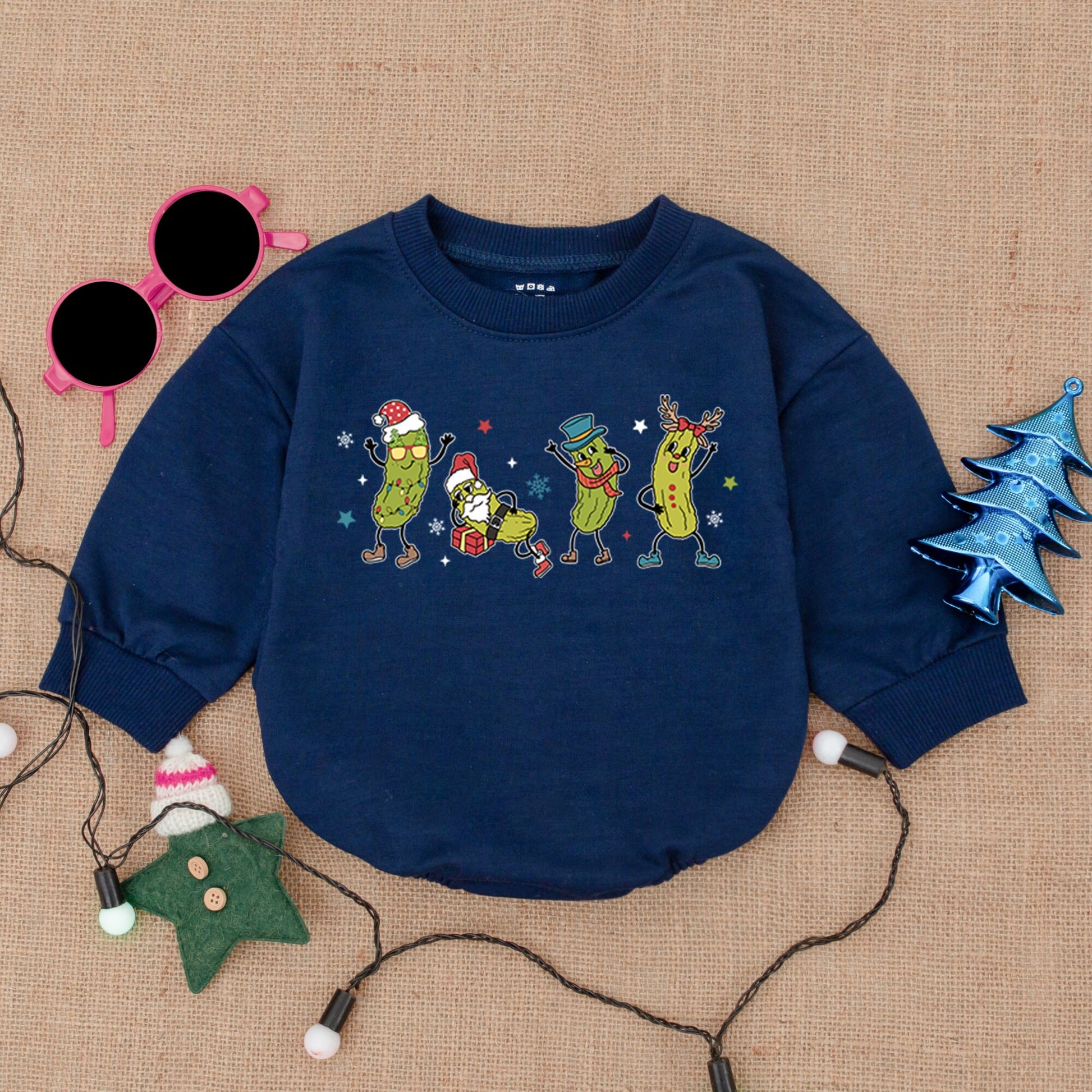 Santa Pickles Baby Christmas Romper - Festive Holiday Bodysuit Gift