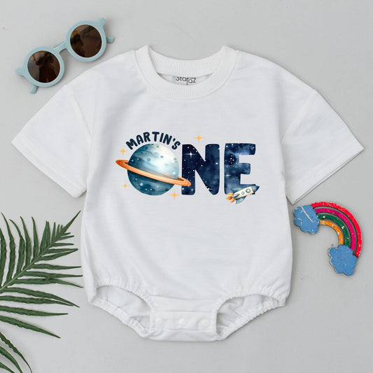 First Trip Around The Sun Romper, Space One Birthday Outfit, 1st Birthday Boy, Newborn Astronaut Outfit Short Sleeve, Party Bodysuit, One Candle Cute