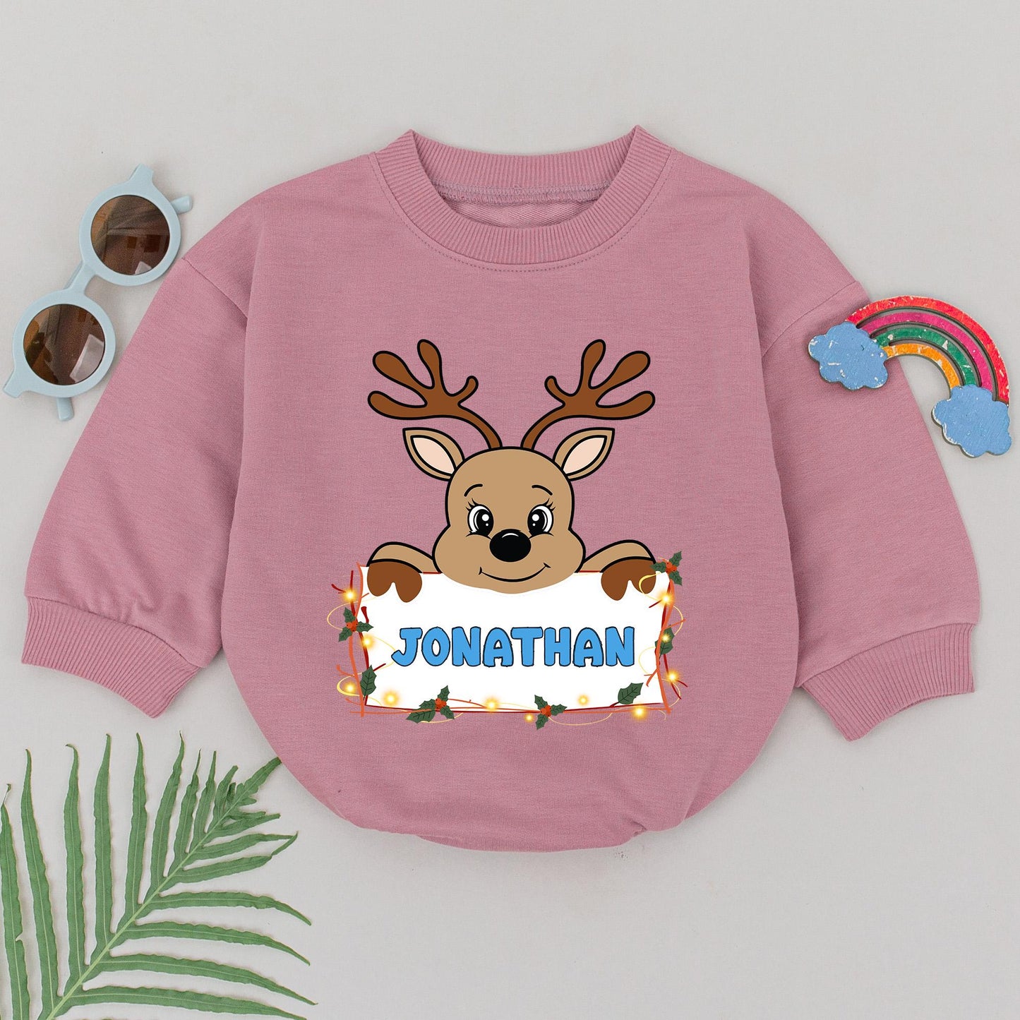 Reindeer Romper for Baby's First Christmas - Personalized Gift