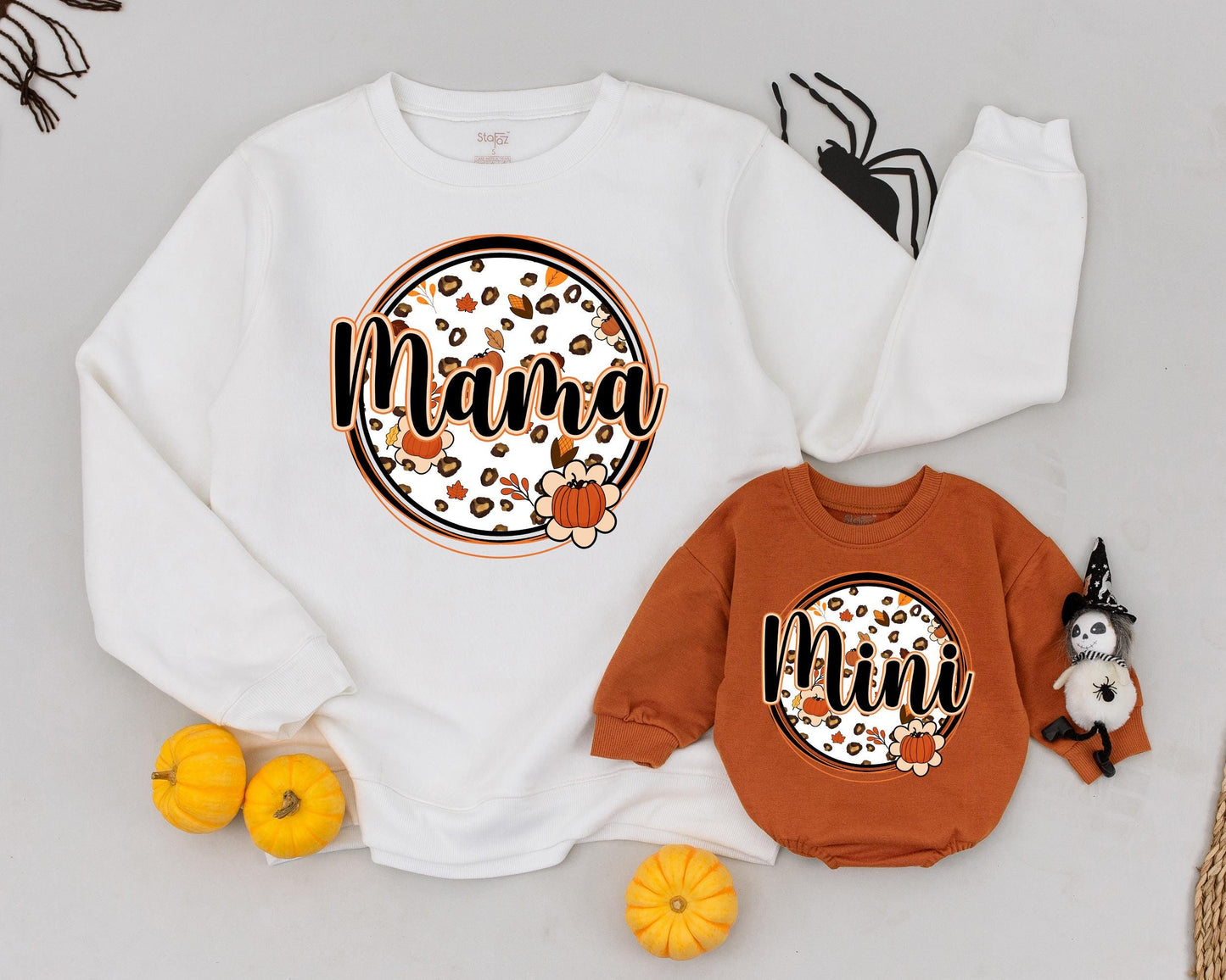 Retro Halloween: Pumpkin Mama & Mini Matching Family Sweatshirt Outfit