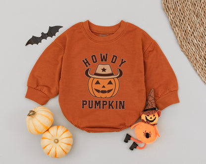 Western Pumpkin Baby Romper - First Halloween Outfit & Costume
